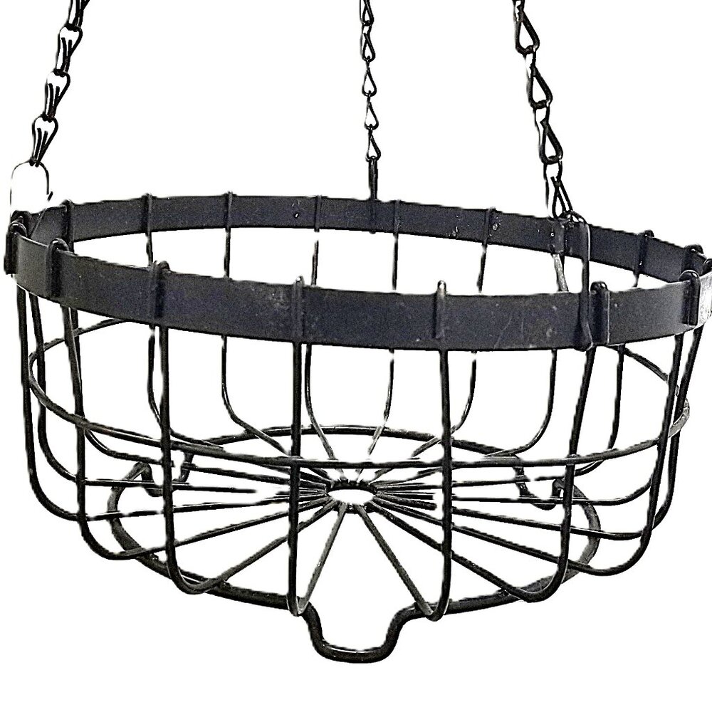 Rustic Farmhouse Hanging Fruit Basket – Metal Kitchen Storage Centerpiece - Picture 3 of 7